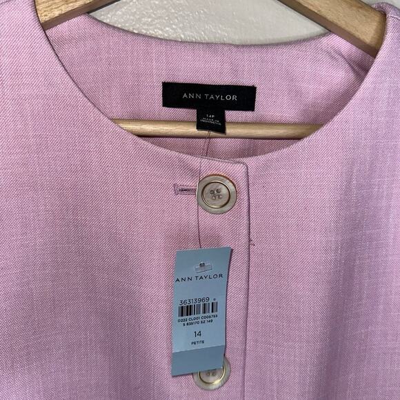 Ann Taylor NWT Crew Neck Jacket/Blazer Cross Weave Fragrant Lilac Size 14 Petite - Picture 4 of 8